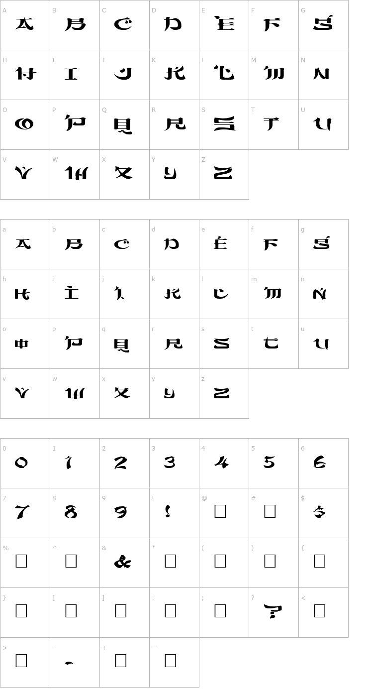 Character Map FZ UNIQUE 46 EX Font