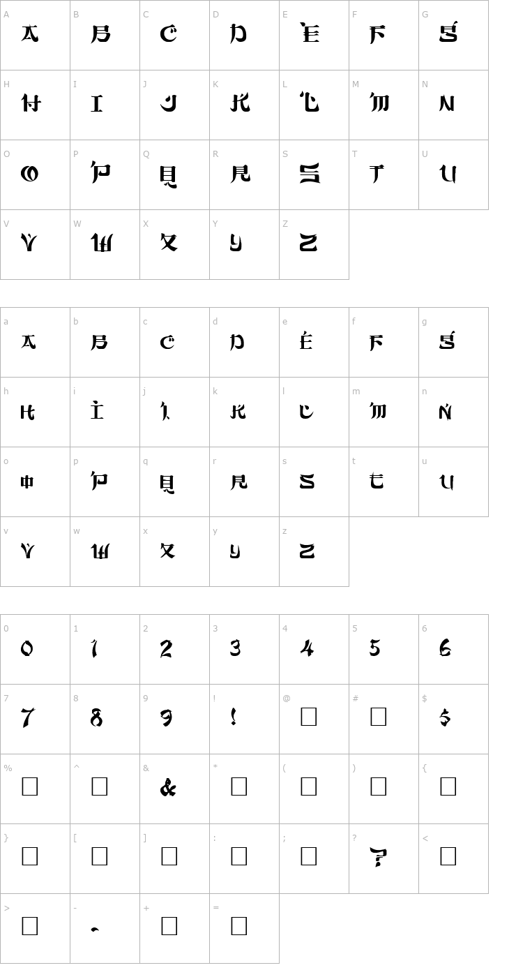 Character Map FZ UNIQUE 46 Font