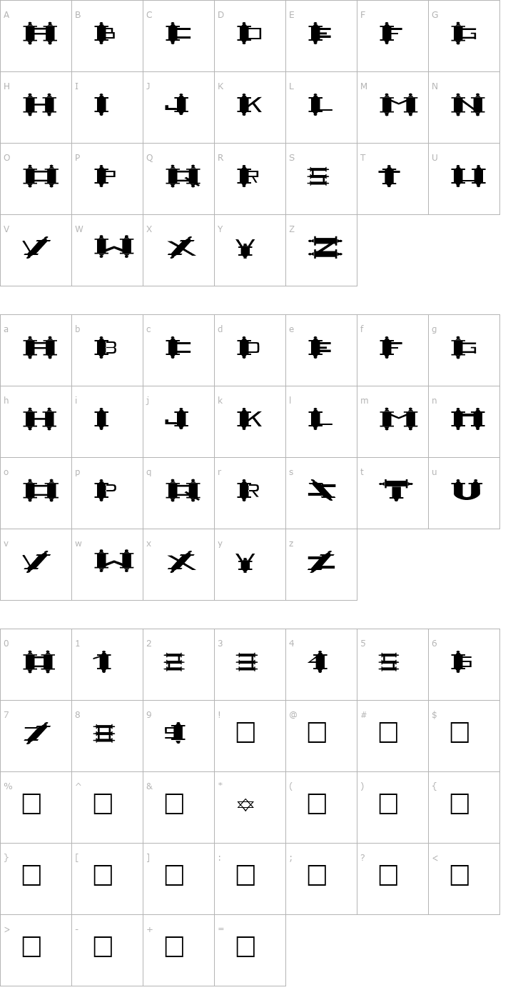 Character Map FZ UNIQUE 48 EX Font