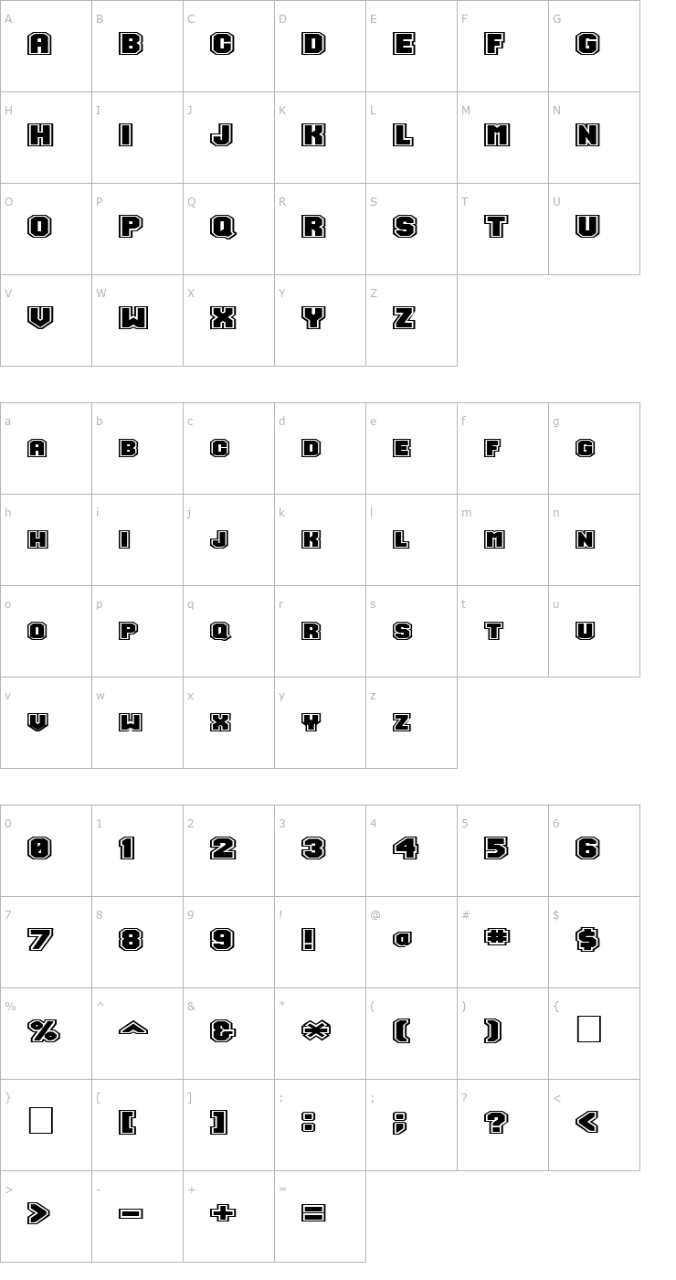 Character Map FZ UNIQUE 49 EX Font