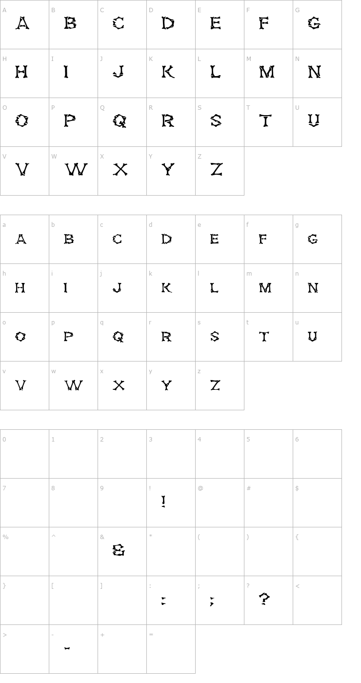 Character Map FZ UNIQUE 5 EX Font
