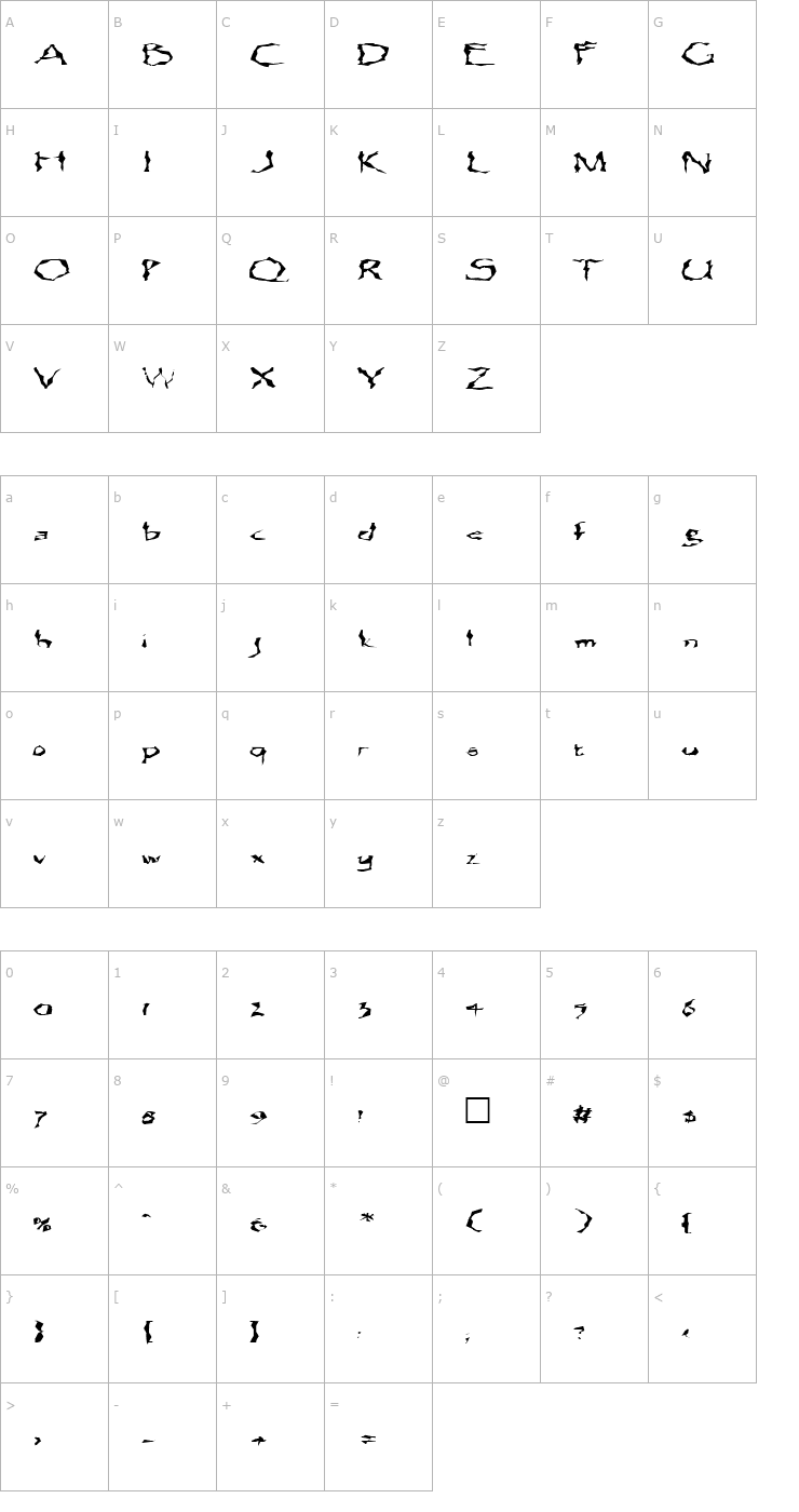 Character Map FZ WACKY 13 EX Font