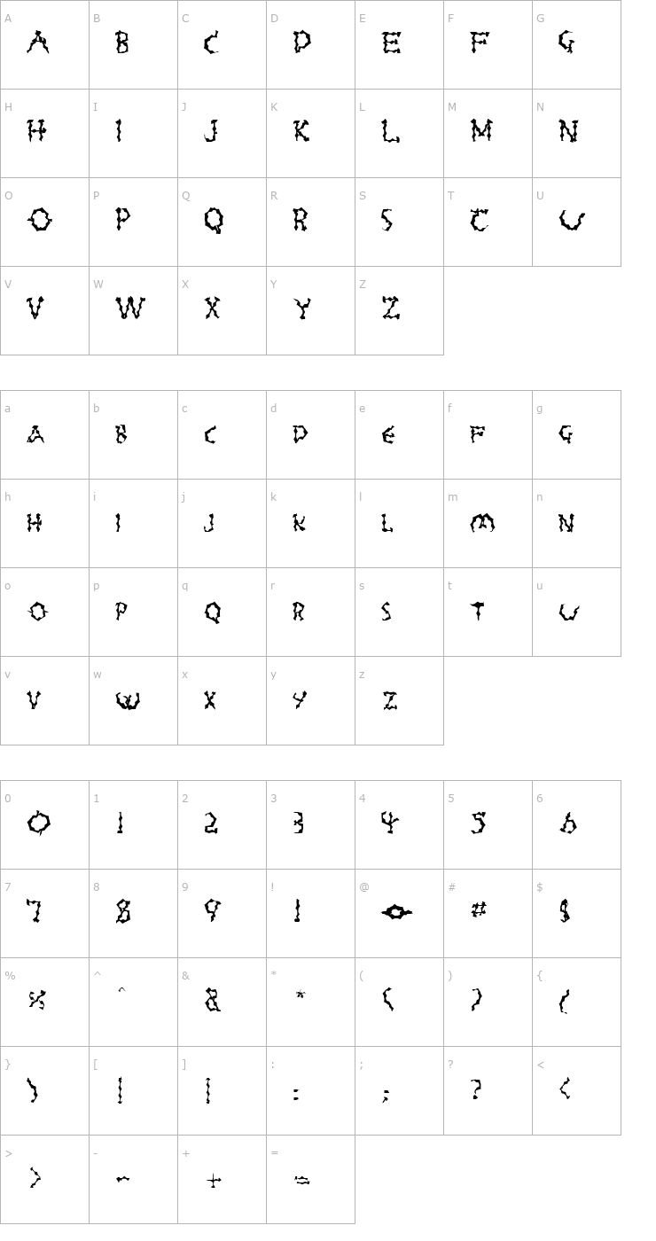 Character Map FZ WACKY 23 Font