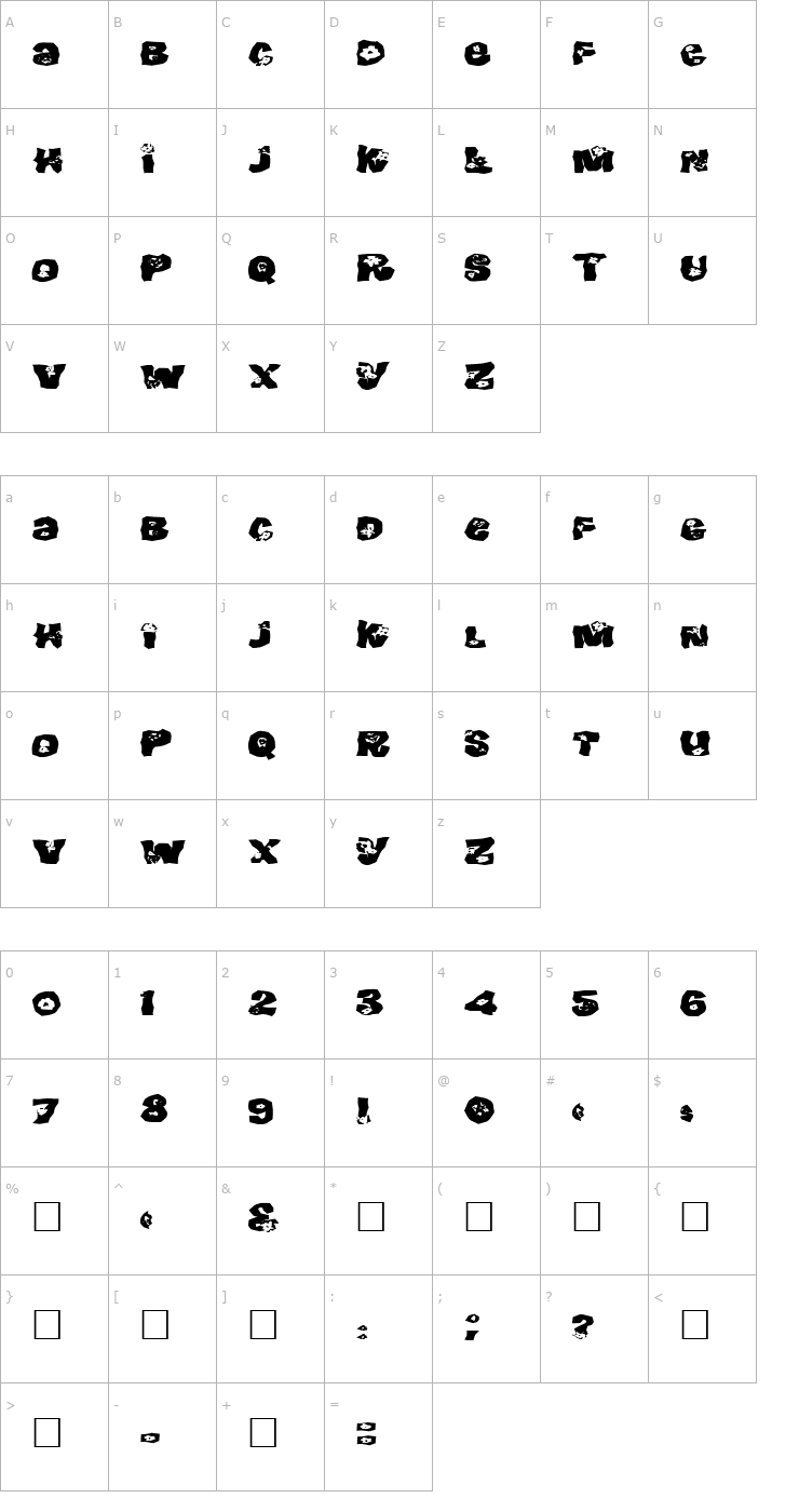 Character Map FZ WACKY 25 EX Font