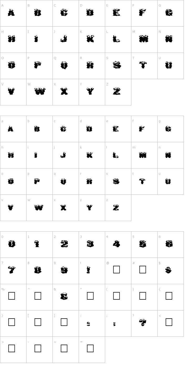 Character Map FZ WACKY 29 EX Font