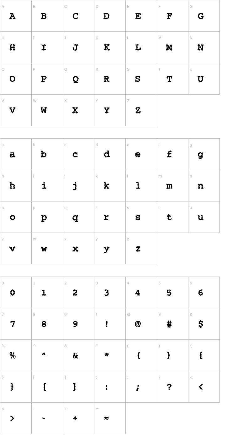 Character Map FZ WACKY 35 Font