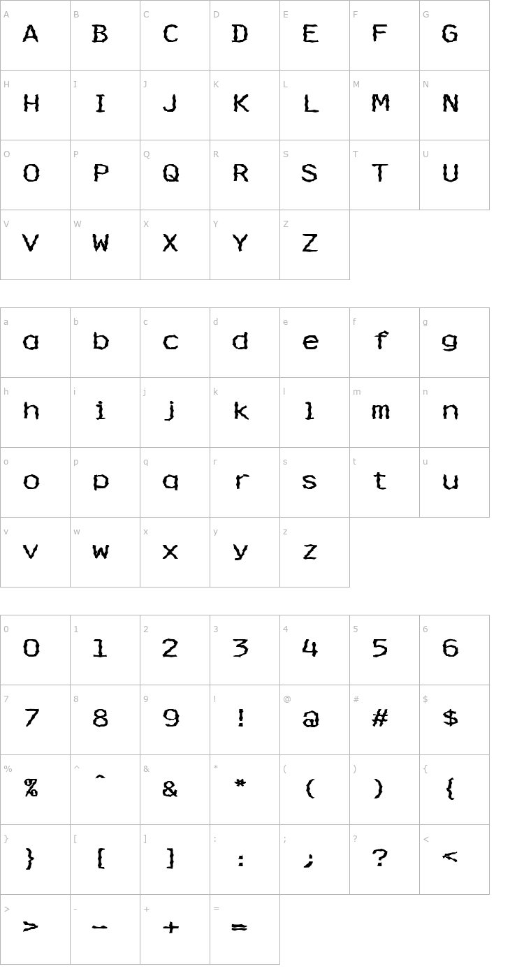 Character Map FZ WACKY 36 EX Font