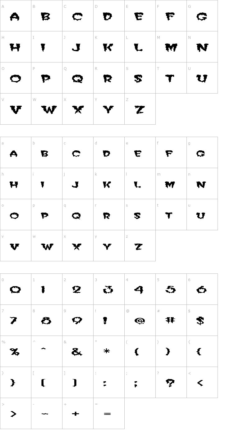 Character Map FZ WACKY 39 EX Font