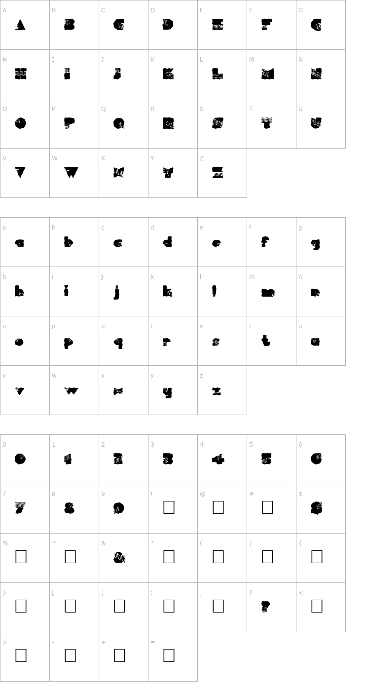 Character Map FZ WACKY 40 Font