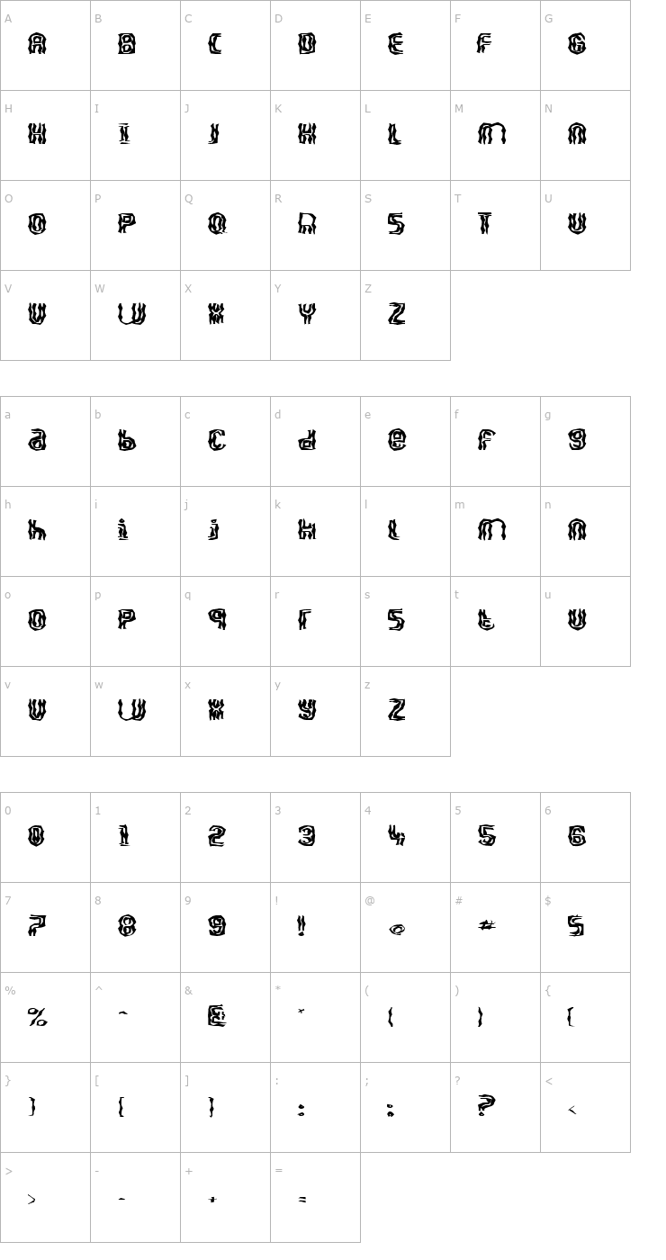 Character Map FZ WACKY 41 EX Font