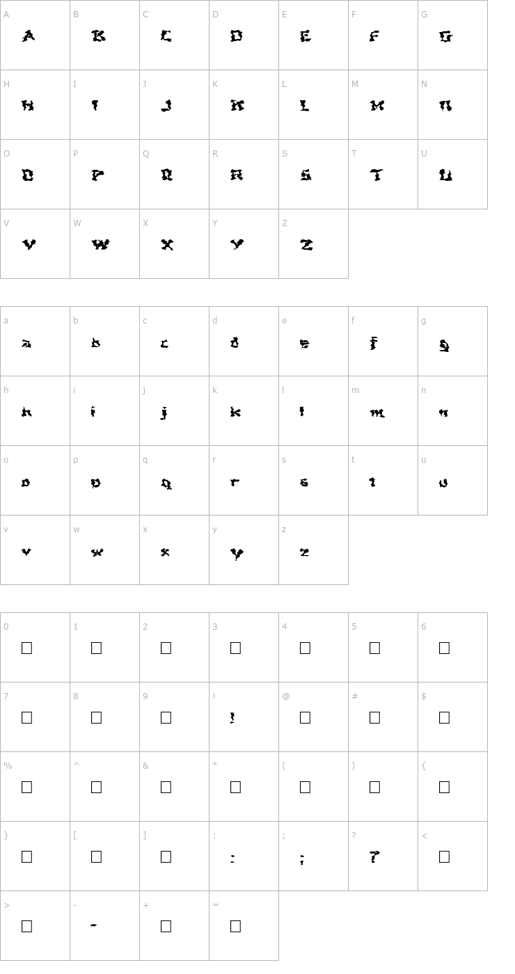 Character Map FZ WACKY 44 EX Font