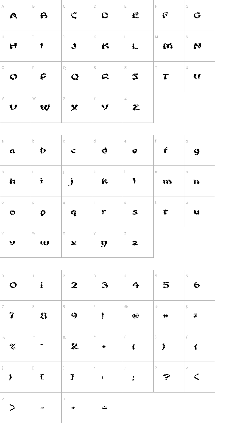 Character Map FZ WACKY 48 EX Font