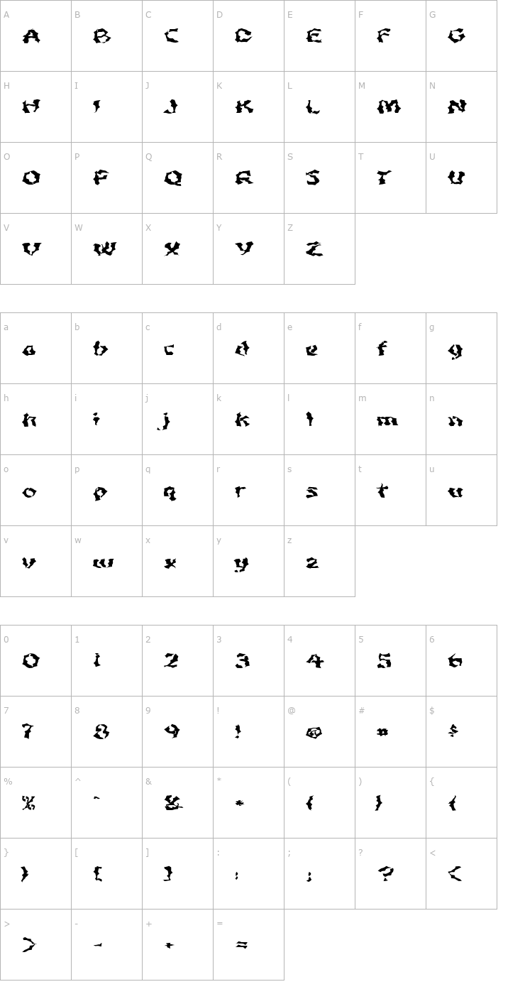 Character Map FZ WACKY 49 EX Font
