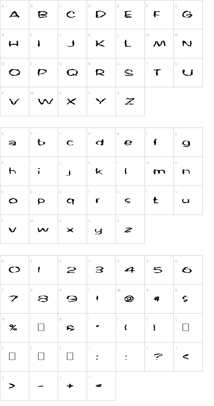 Character Map FZ WACKY 59 EX Font