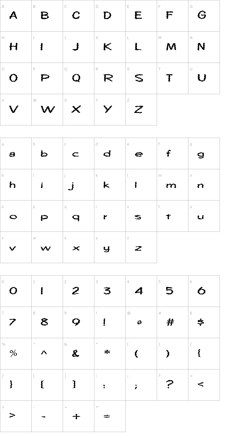 Character Map FZ WACKY 64 EX Font