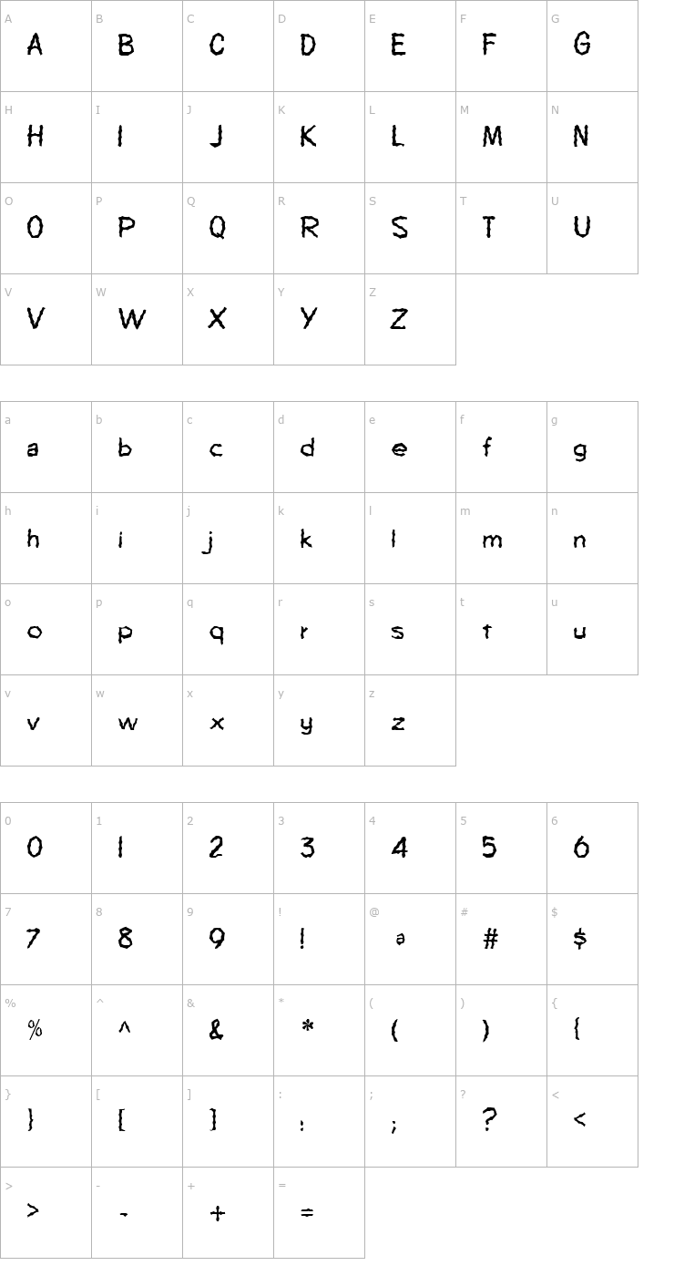 Character Map FZ WACKY 64 Font