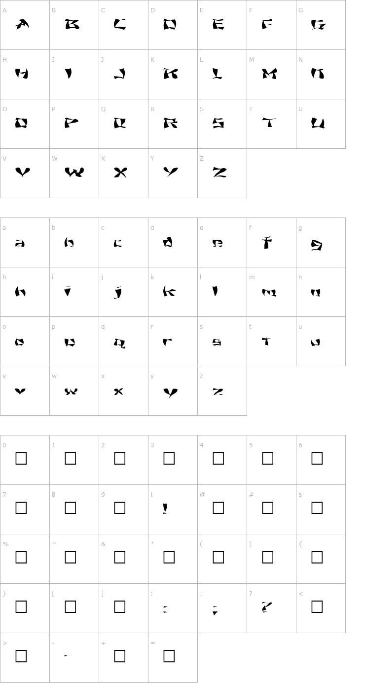 Character Map FZ WARPED 11 EX Font