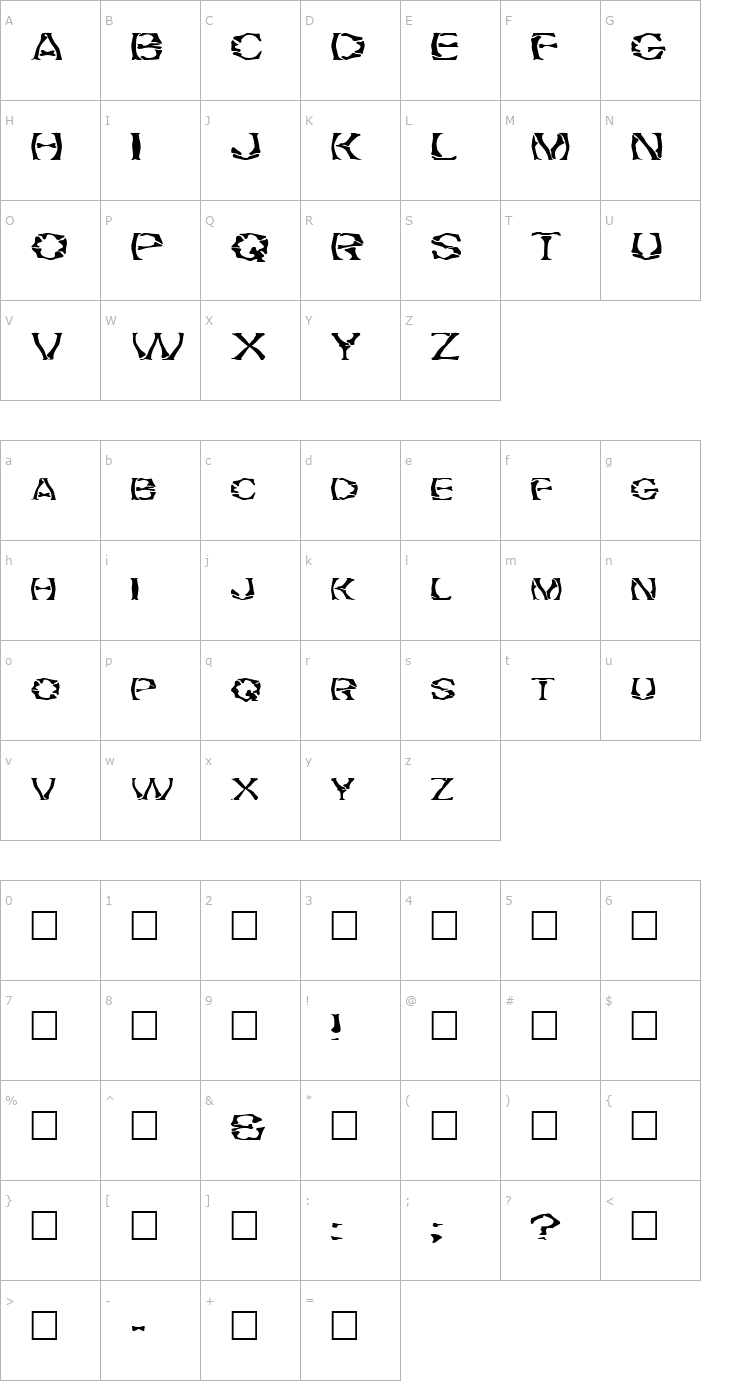 Character Map FZ WARPED 21 EX Font