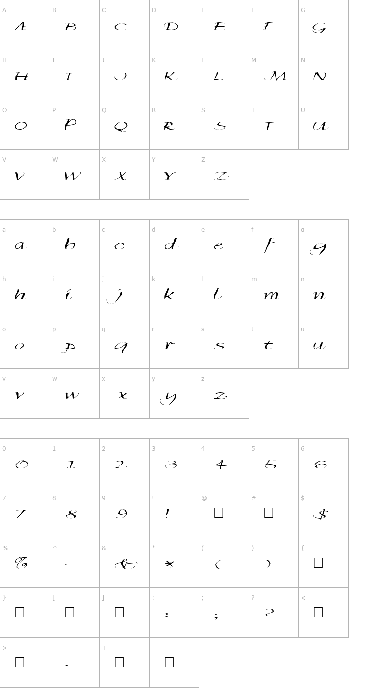 Character Map FZ WARPED 35 EX Font