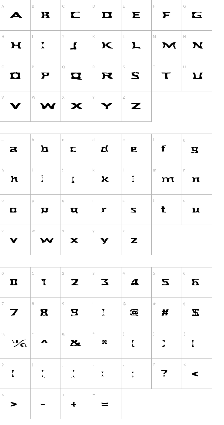 Character Map FZ WARPED 40 EX Font