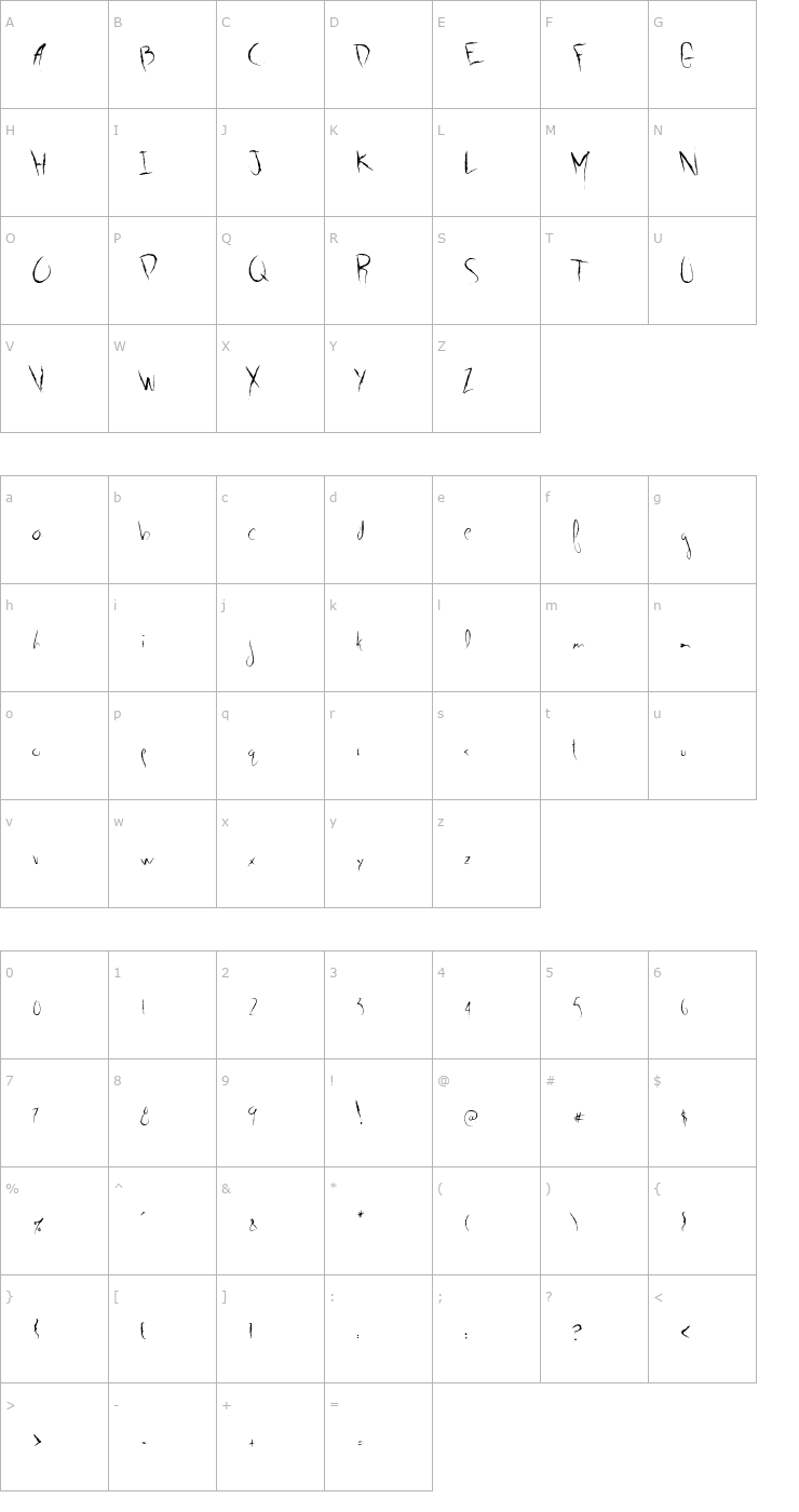 Character Map G01 Font