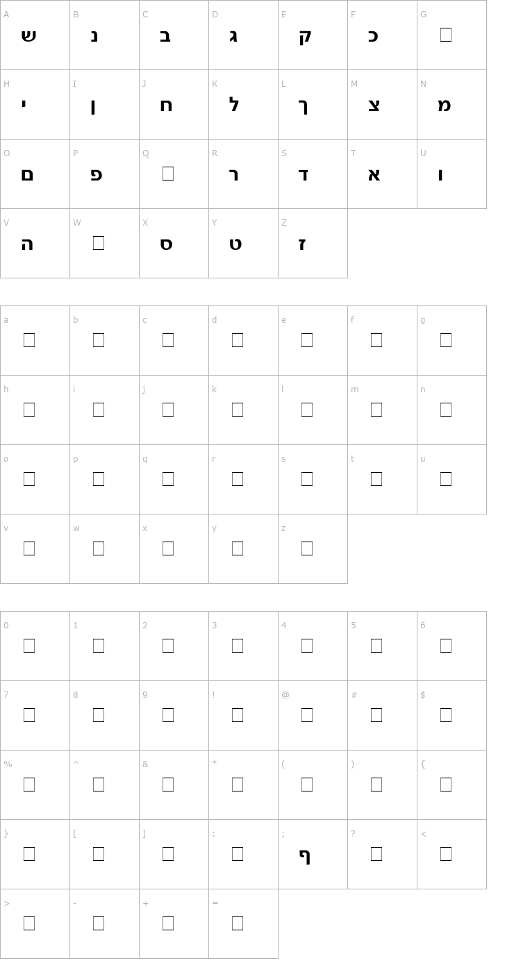 Character Map Gad Bold Font