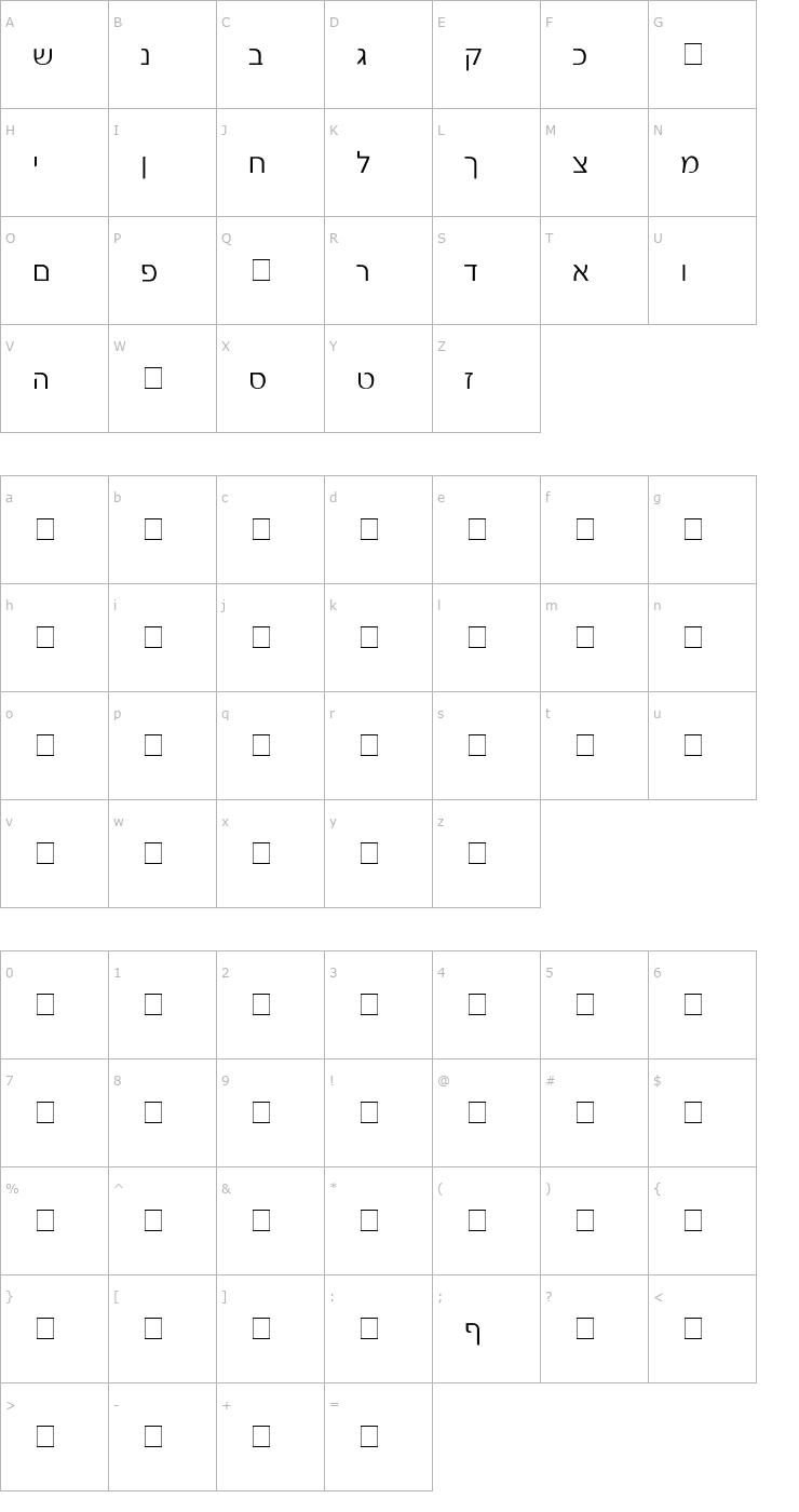 Character Map Gad Light Normal Font