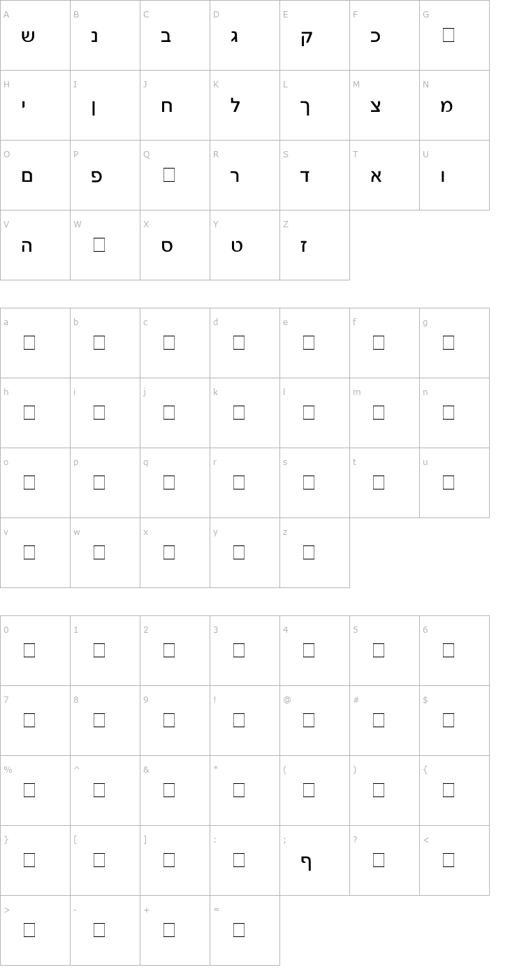 Character Map Gad Normal Font