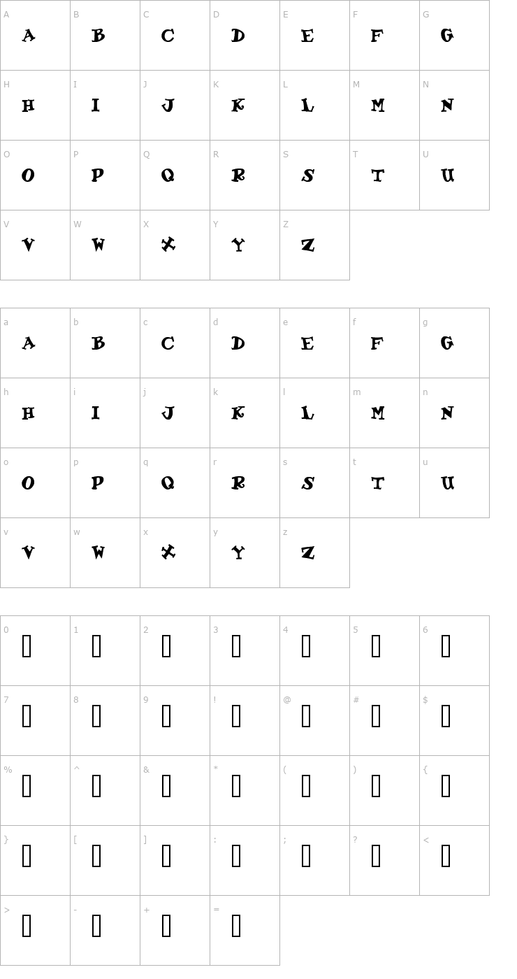 Character Map Gadzoox Bold Font