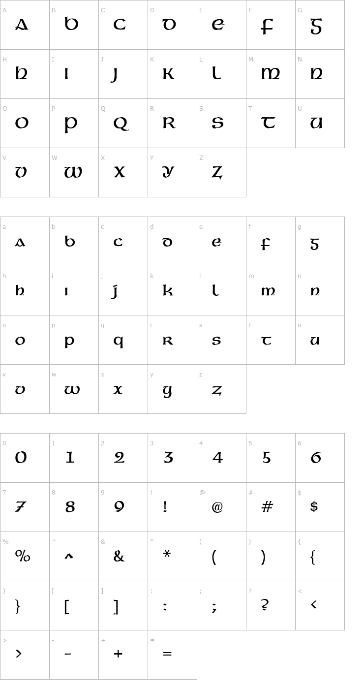 Character Map Gaeilge2 Font