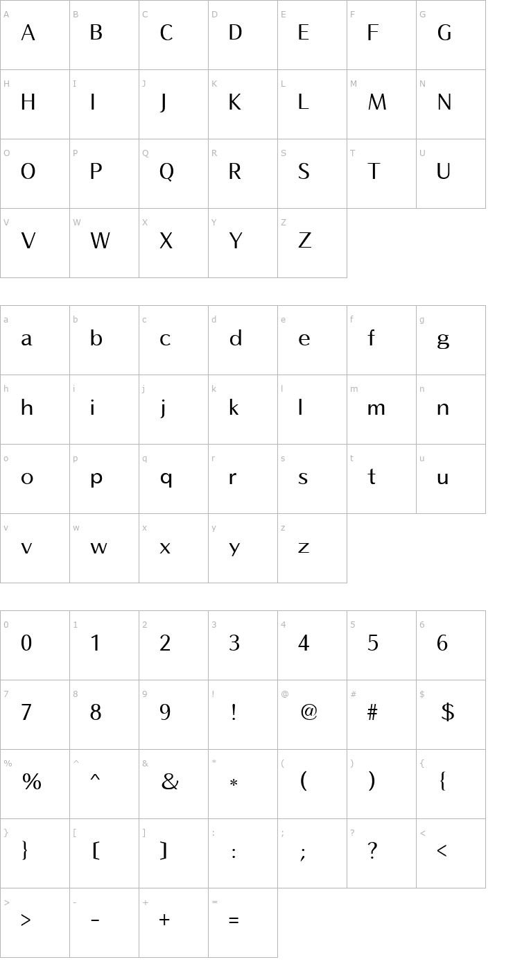 Character Map Gaeul Font