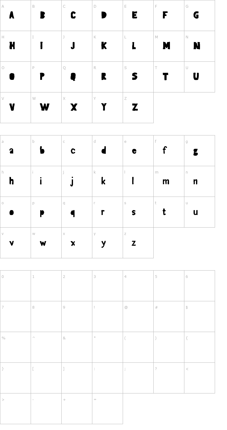 Character Map Gagaille Seconde Font