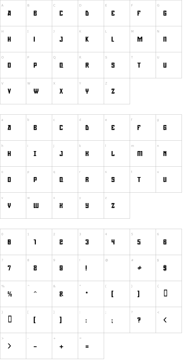 Character Map Gagarin Font