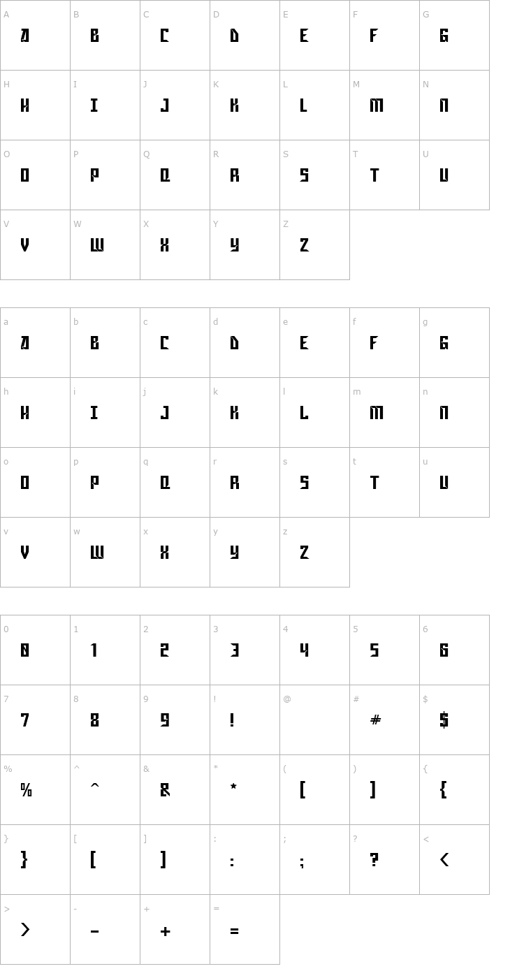 Character Map Gagarin Star Mix Font