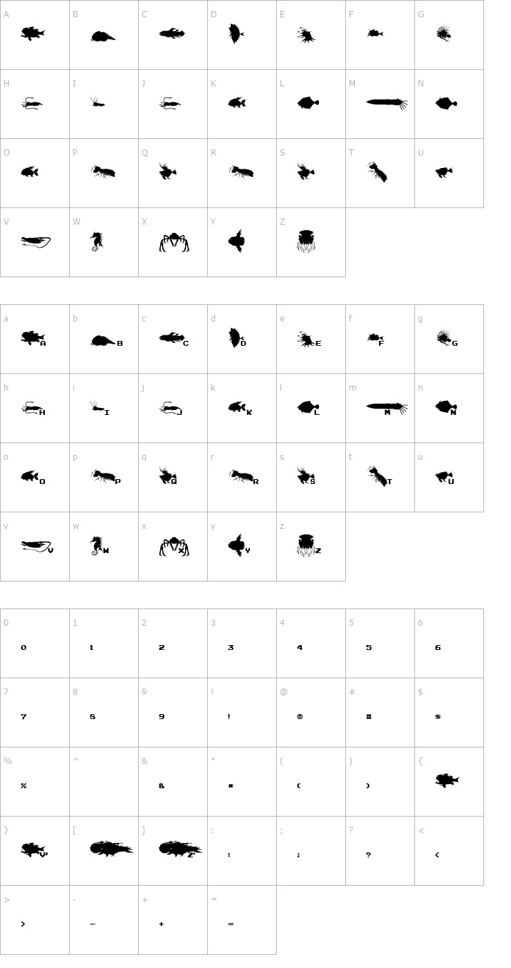 Character Map GAIDEN Font
