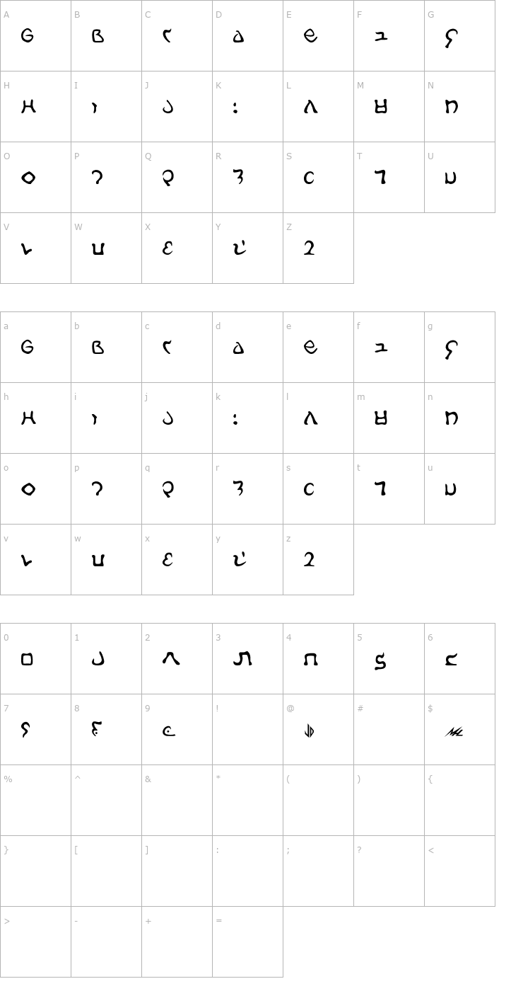 Character Map Galach Font