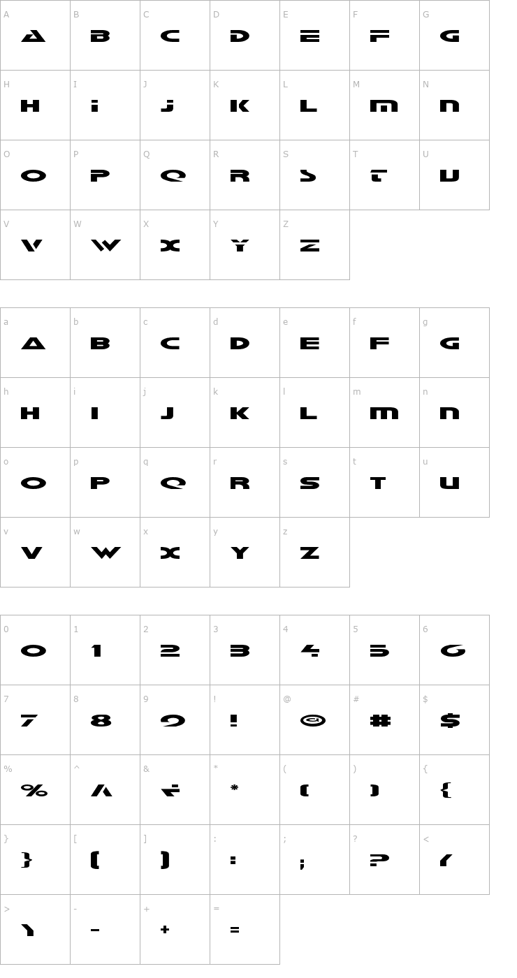 Character Map Galant Font