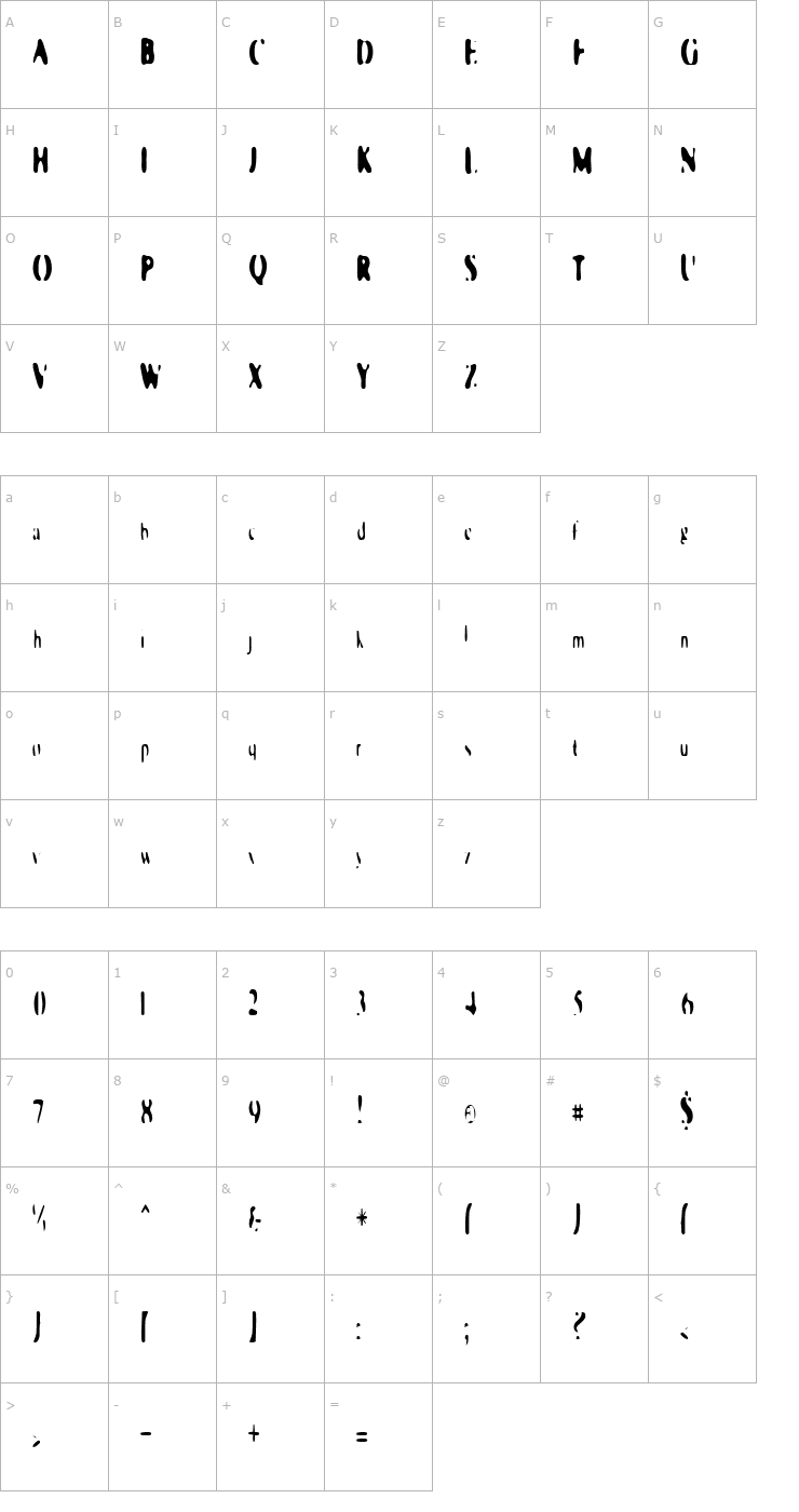 Character Map Galaxia Singularity Font