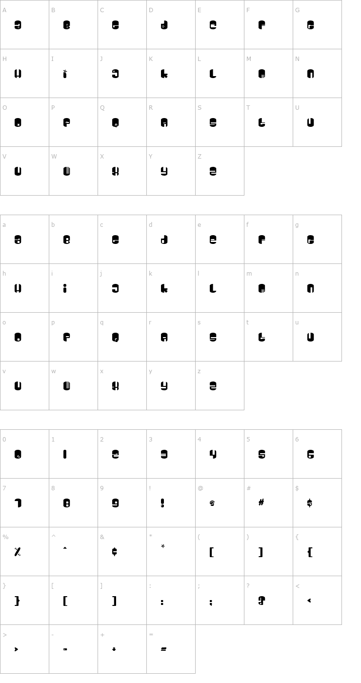 Character Map Galaxy Font