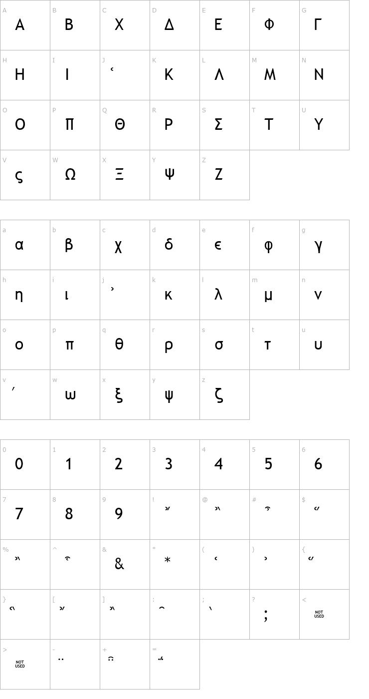 Character Map Galilee Font