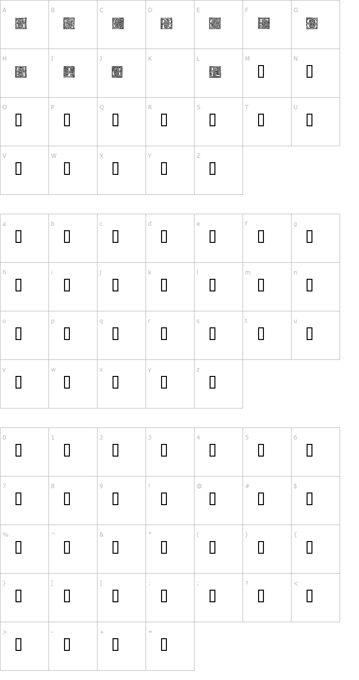 Character Map Galloys AL Font