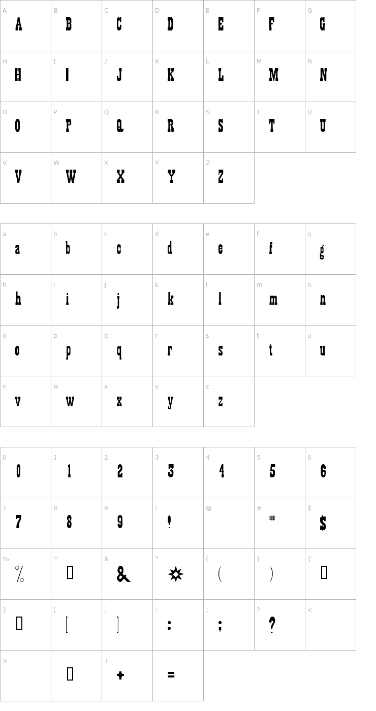 Character Map Gambler Font