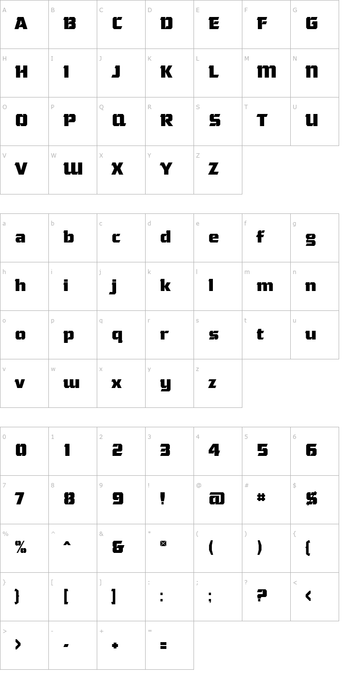 Character Map Gamer Bold Font