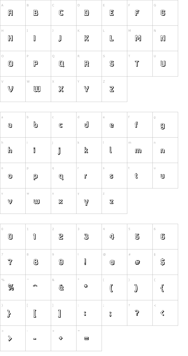 Character Map Ganymede3D Font