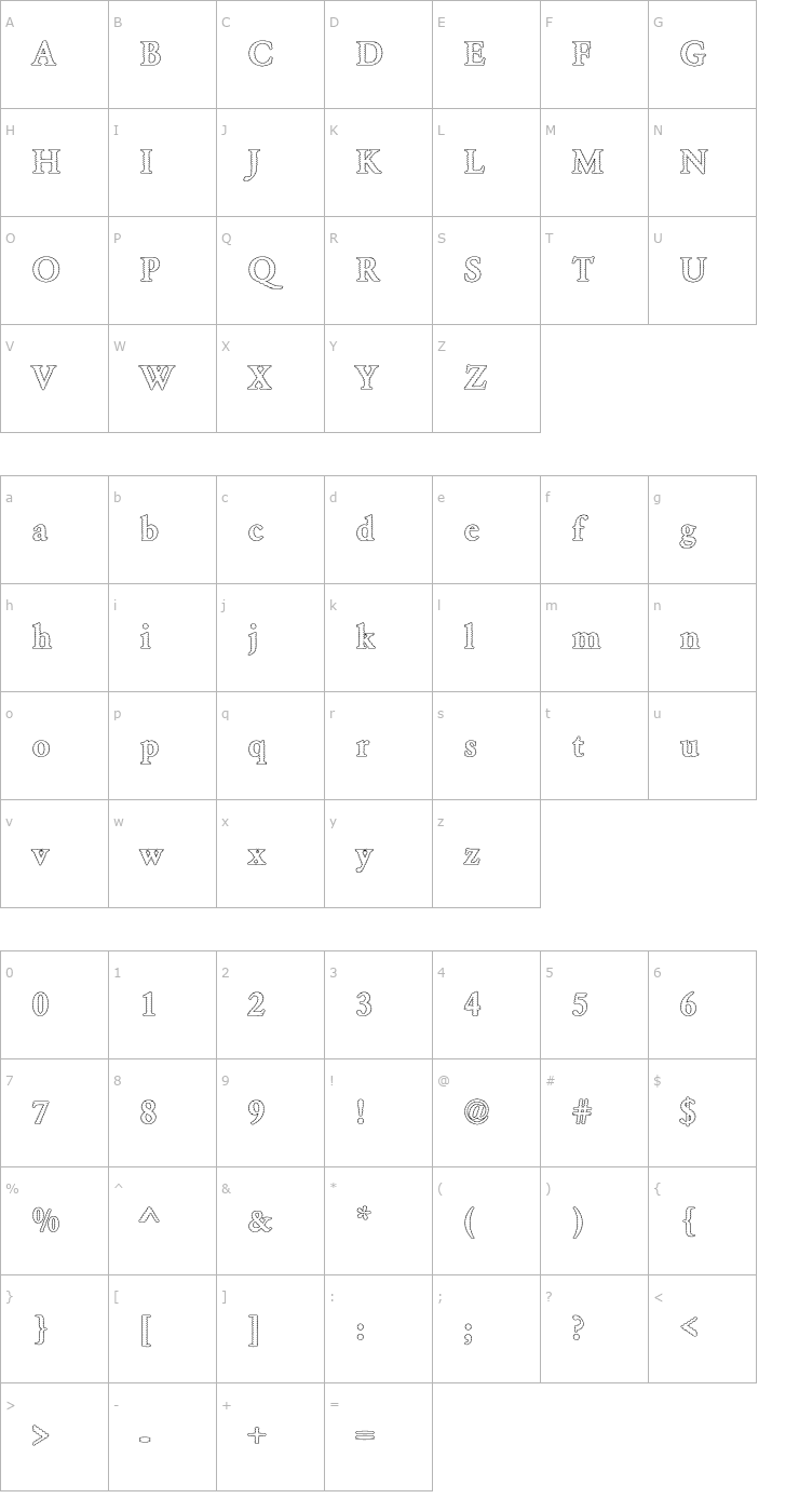 Character Map Garamond39 Becker Font