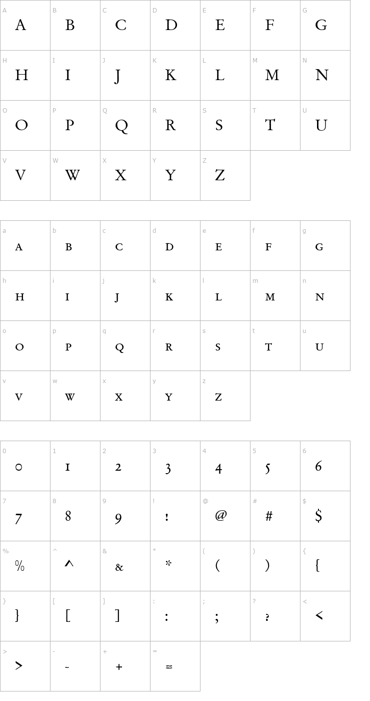 Character Map Garamond_Becker_No2_Caps_ Font