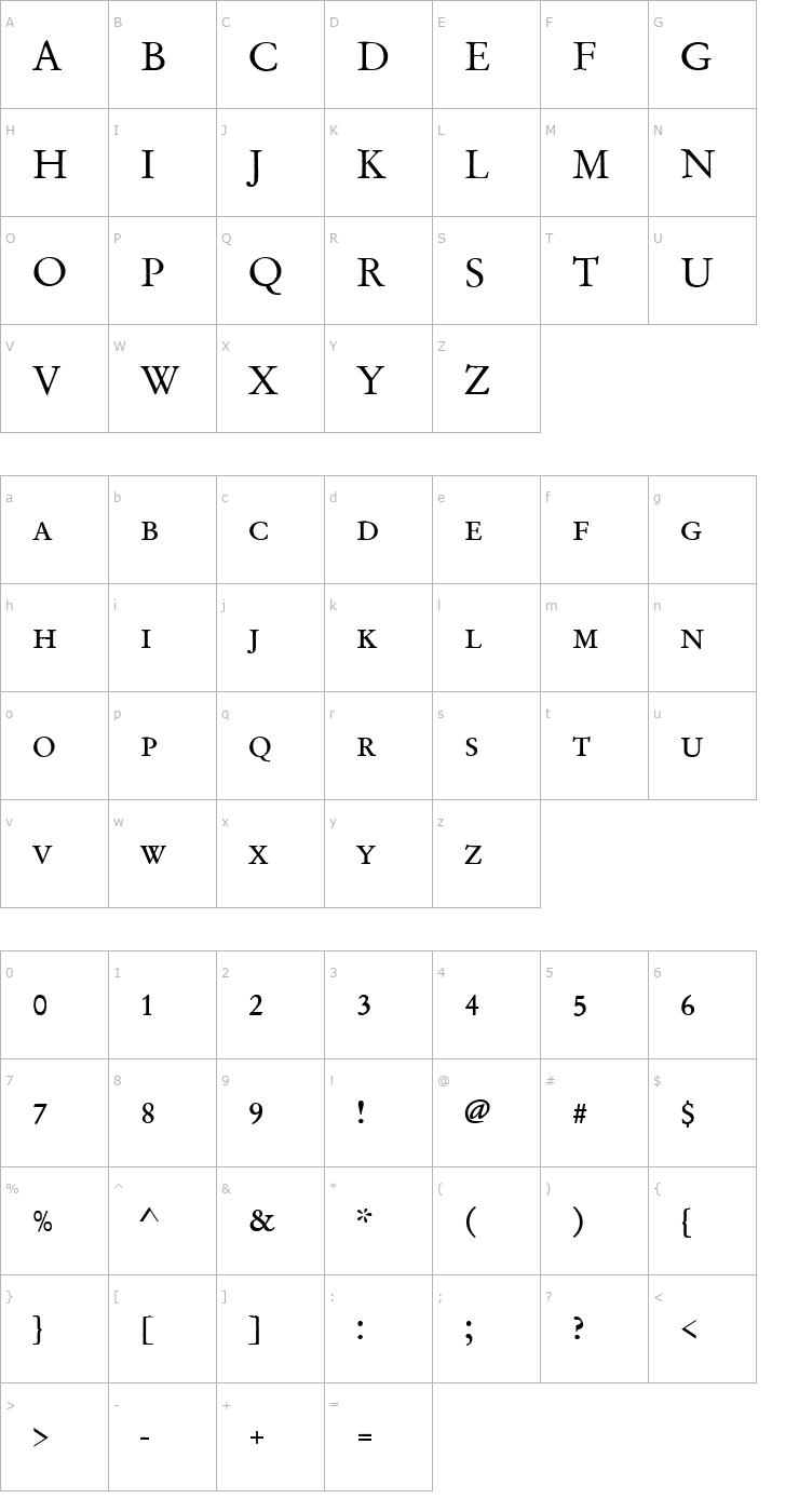 Character Map Garamond_Becker_No2_Discaps_ Font