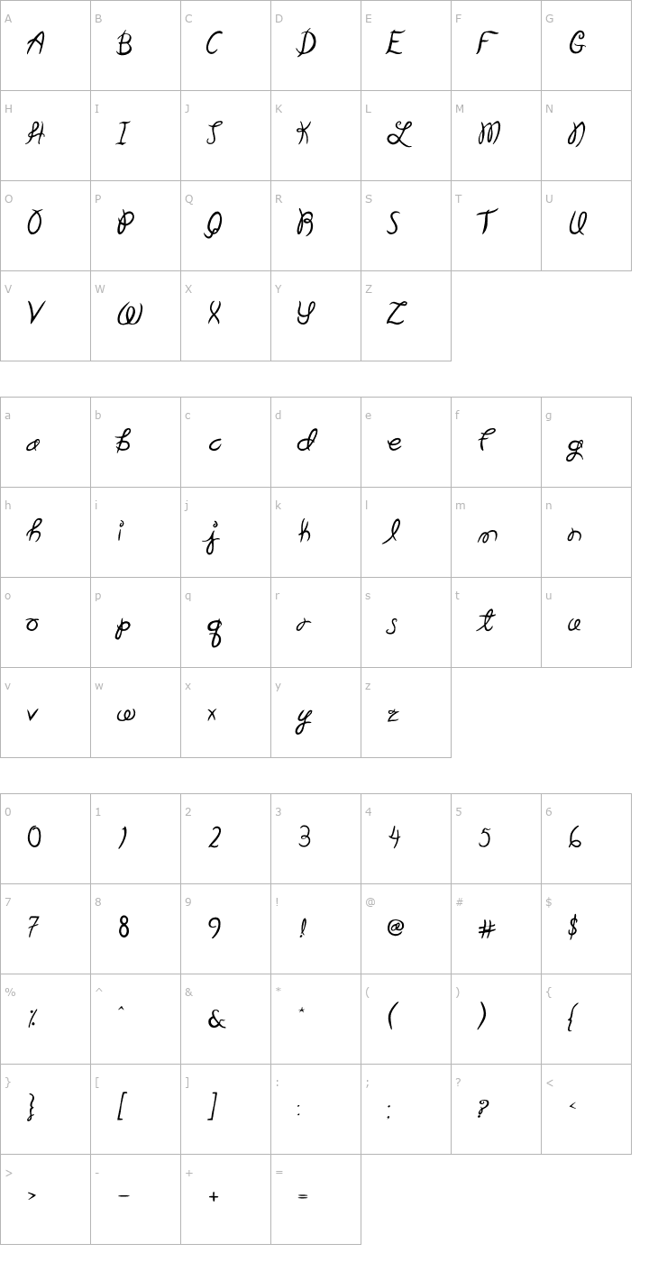 Character Map Garden-Weasel Font