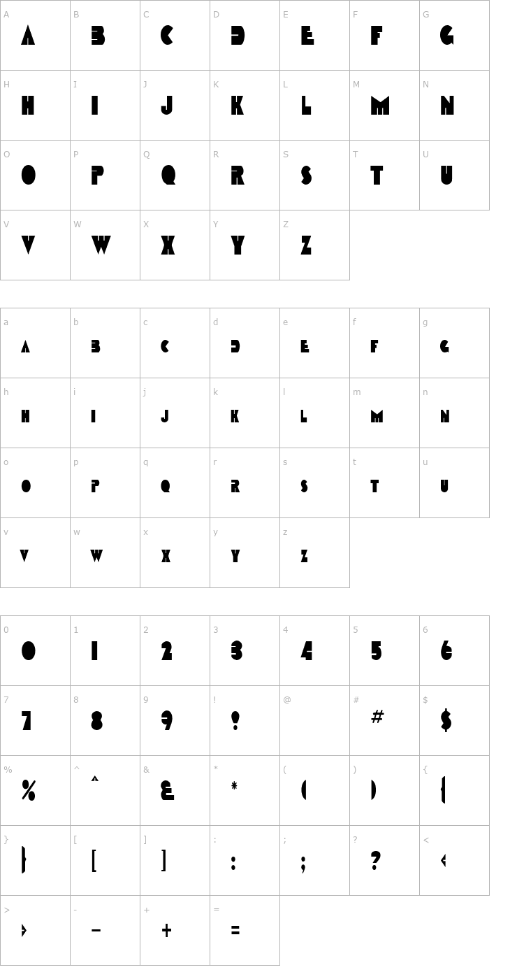 Character Map GarretCondensed Font