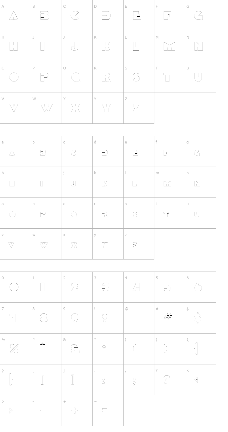 Character Map GarretOutline Font